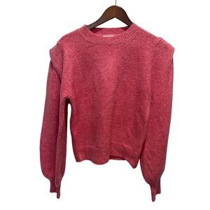 Molly Bracken Premium Pink Shoulder Detail Puff Sleeve Knit Sweater Womens Small